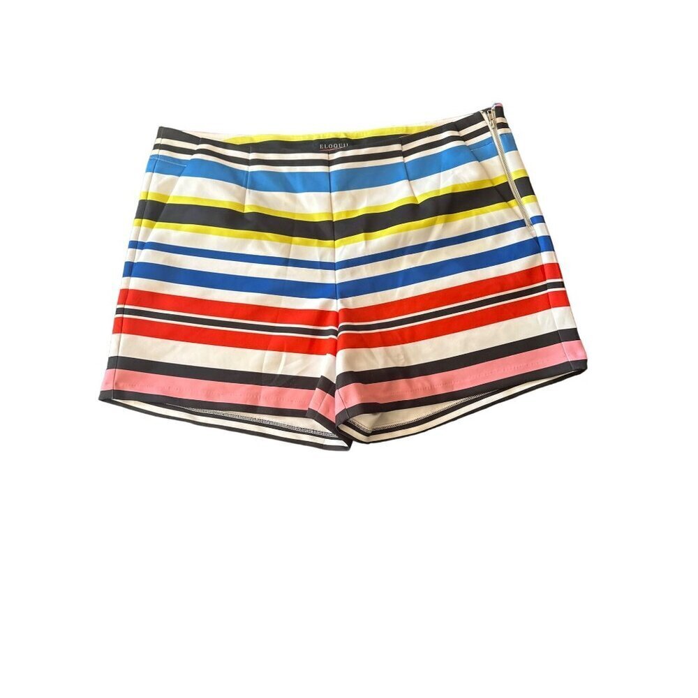 Eloquii Womens Striped Shorts Size 22 Polyester/Spandex Blend Multicolor